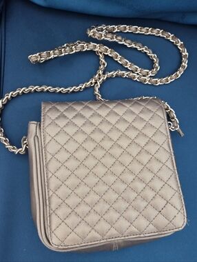 Lord & Taylor Quilted Metallic Gold Chain Crossbody
